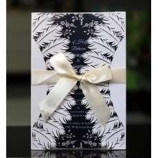 Wedding Invitation Rectangle White Card Laser Hollowed Design